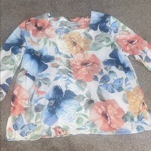 Alfred Dunner Multicolor Floral 3/4 Sleeve Top